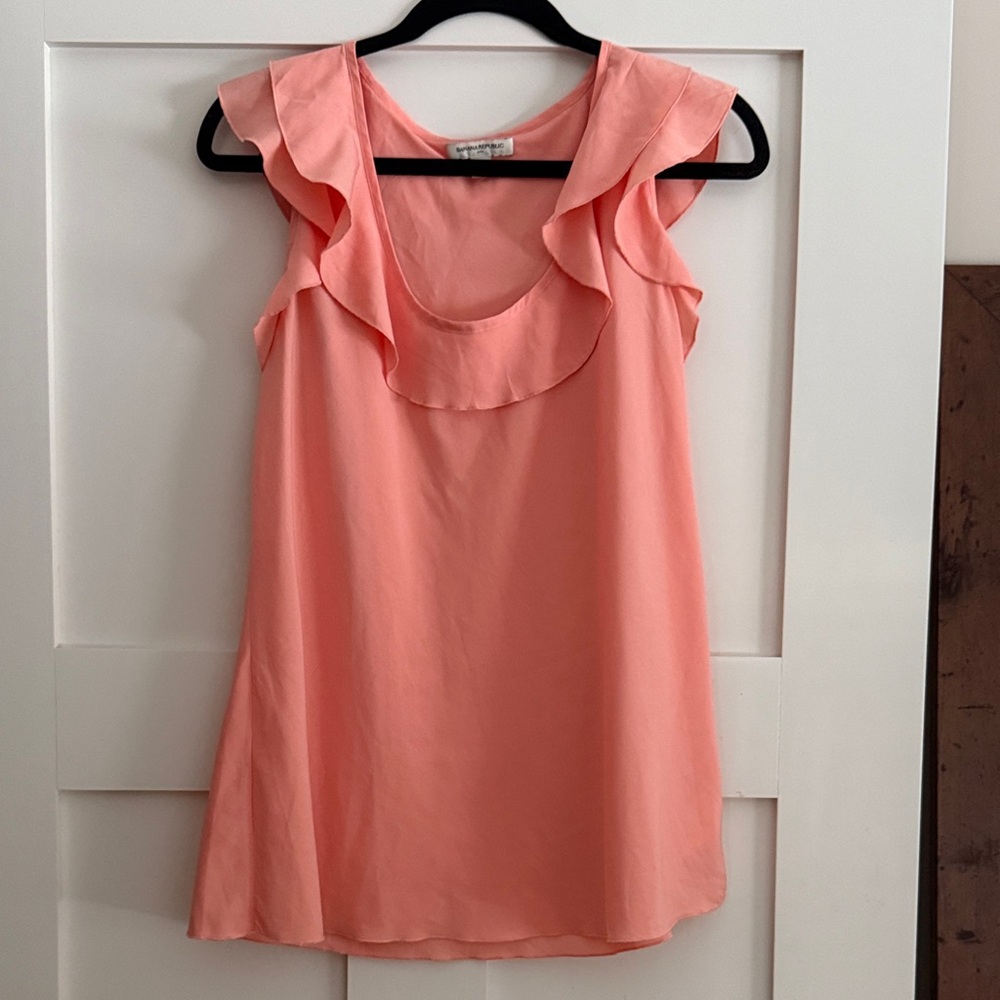 Banana Republic Coral Ruffle Sleeveless Blouse